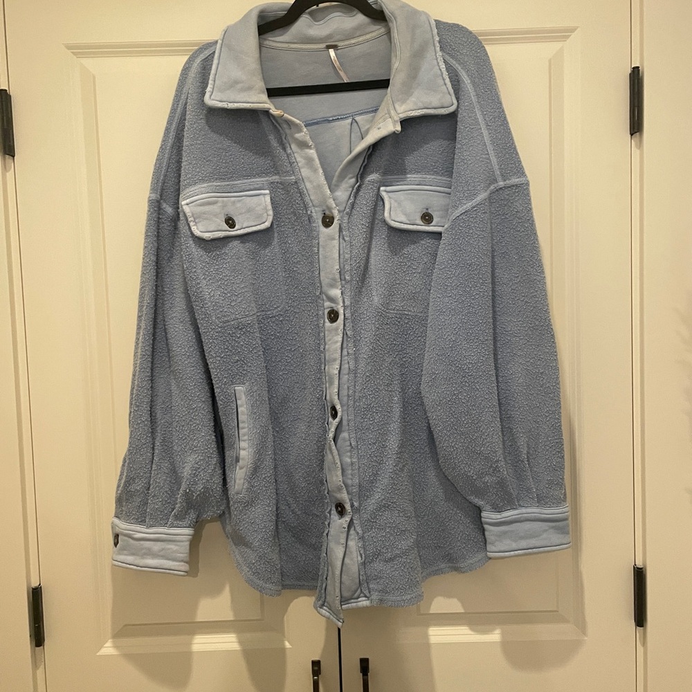 Free People Light Blue Teddy Jacket